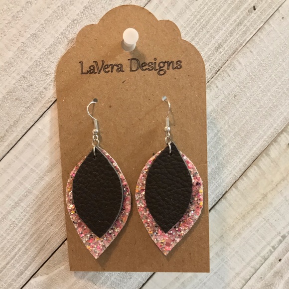 Faux and Genuine Leather Earrings - Picture 1 of 2